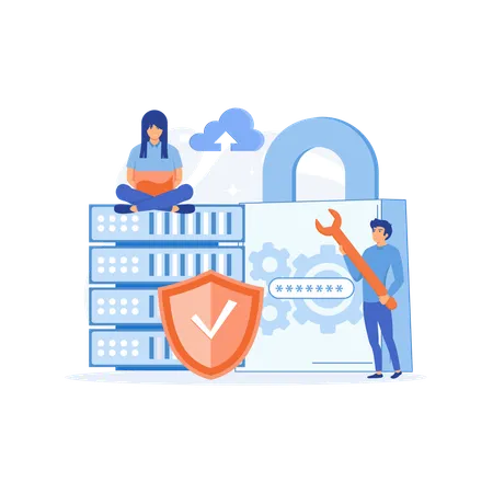 Database Security Hacker Attack  Illustration