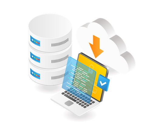 Database server cloud security programming language  Illustration