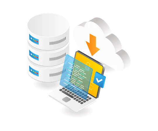 Database server cloud security programming language  Illustration
