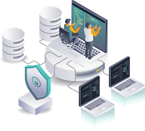 Database Server Data Processing Team  Illustration