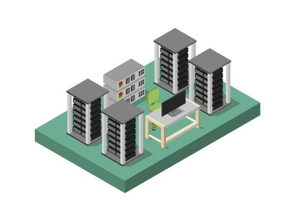 Database Server Room Illustration