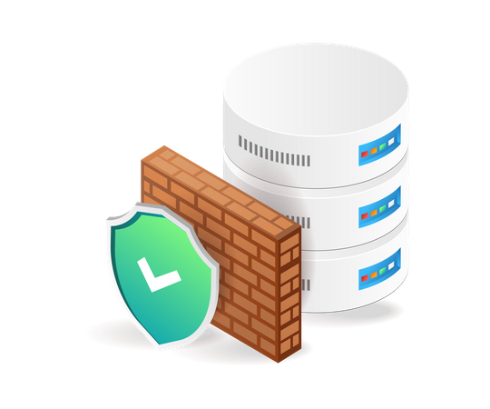 Database server security wall  Illustration