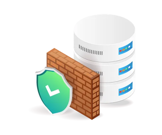 Database server security wall  Illustration