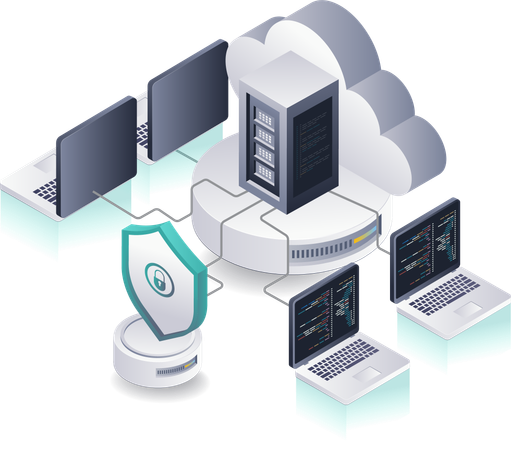 コンピュータネットワークサーバー向けデータベース技術  イラスト