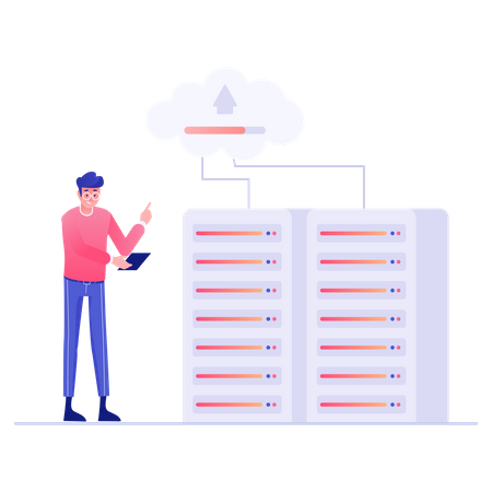 Database upload on cloud  Illustration