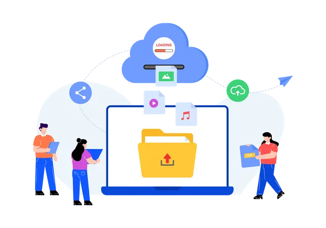 Datei in die Cloud hochladen  Illustration