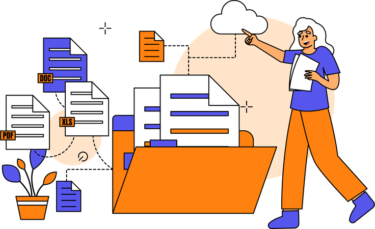 Dateiverwaltung mit Cloud-Speicher  Illustration