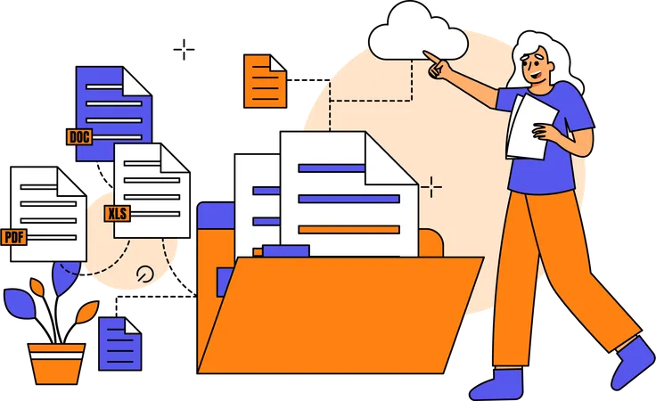 Dateiverwaltung mit Cloud-Speicher  Illustration