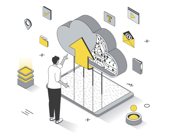 Daten in den Cloud-Speicher hochladen  Illustration