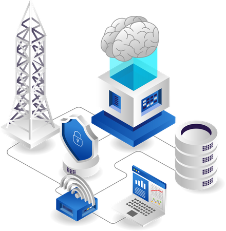 Datennetzwerk-Cloud-Server-Tethering  Illustration