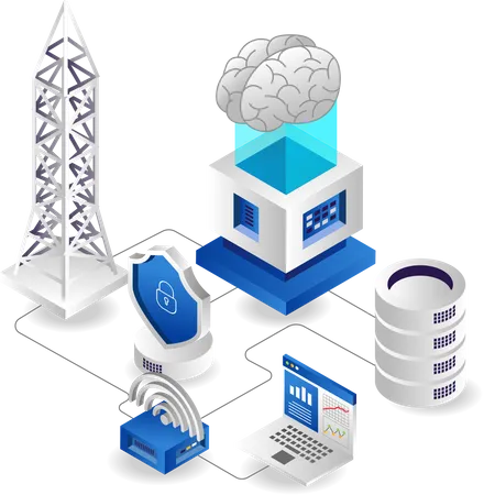 Datennetzwerk-Cloud-Server-Tethering  Illustration