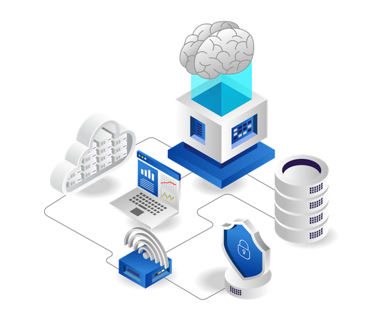 Datennetzwerk Cloud-Server WLAN-Tethering  Illustration