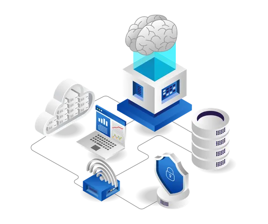 Datennetzwerk Cloud-Server WLAN-Tethering  Illustration