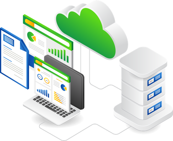 Datenanalyse-Cloud-Server-Hosting  Illustration