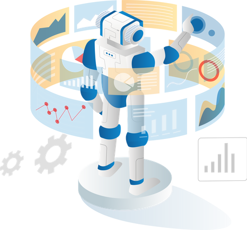 Datenanalyse-Überwachung durch Roboter  Illustration