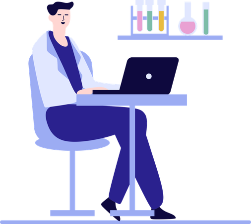 Datenanalyse zu Laborchemikalien durch Professor  Illustration