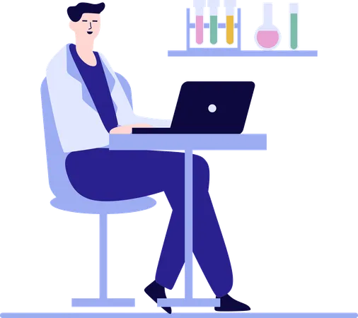 Datenanalyse zu Laborchemikalien durch Professor  Illustration