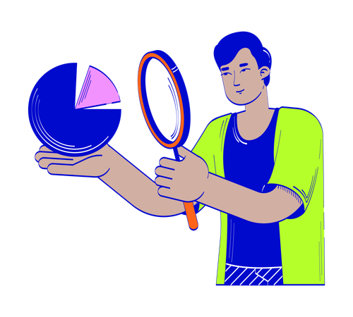 Datenanalyst mit Lupe  Illustration