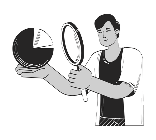 Datenanalyst mit Lupe  Illustration