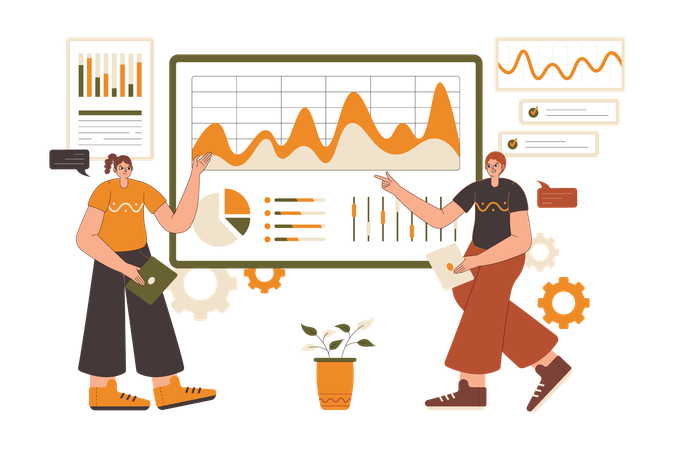 Datenanalyst: Zusammenarbeit mit dem Team  Illustration