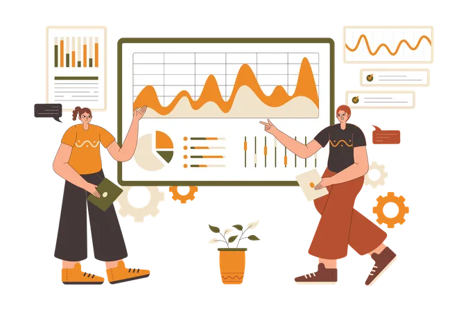 Datenanalyst: Zusammenarbeit mit dem Team  Illustration