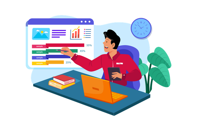 Datenanalysten analysieren die Kampagnenleistung  Illustration