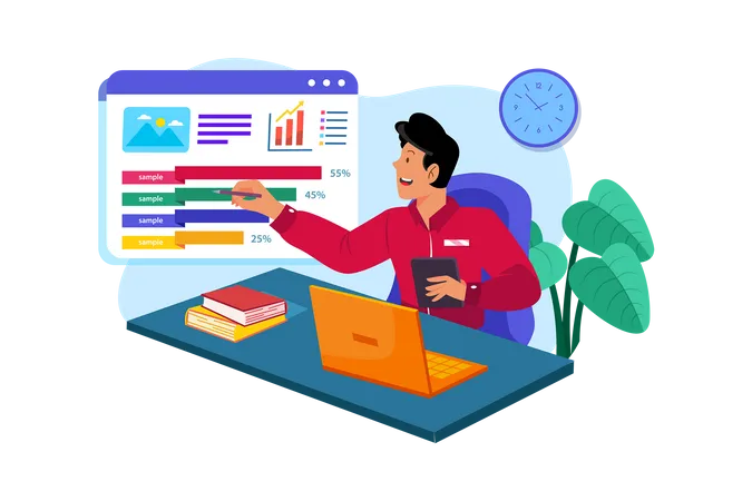 Datenanalysten analysieren die Kampagnenleistung  Illustration