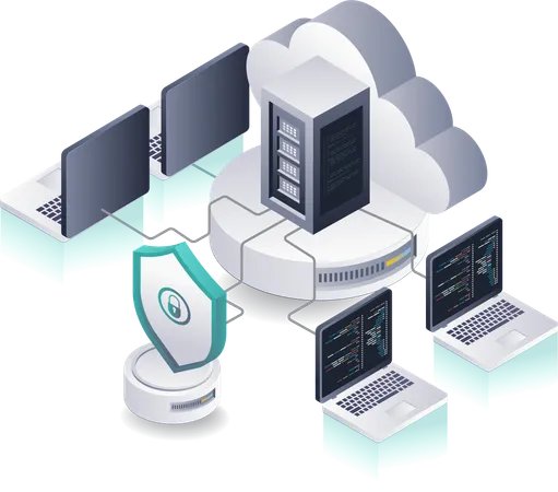 Datenbanktechnologien für Computernetzwerkserver  Illustration