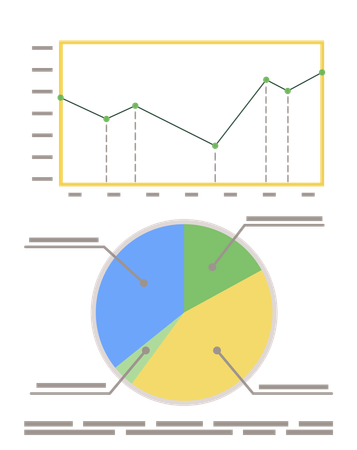 Datendiagramm und Grafik an Bord  Illustration