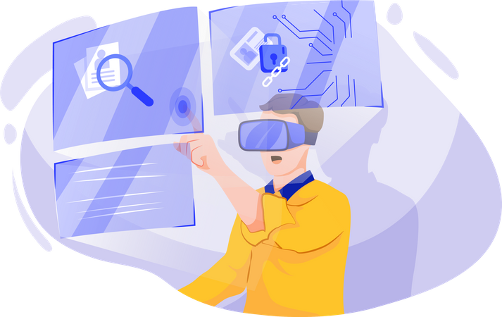 Datenschutz- und Verschlüsselungsdetails über VR-Brillen  Illustration