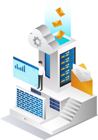 Datenserver Cloud-Sicherheitswandbeauftragter  Illustration