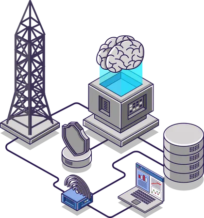 Datenserver und Internet  Illustration