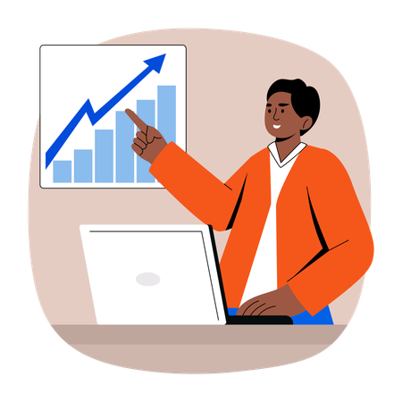 Datos de análisis de crecimiento discutidos por los empleados  Ilustración