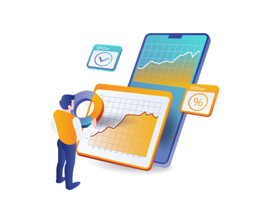 Datos de análisis de teléfonos inteligentes  Illustration