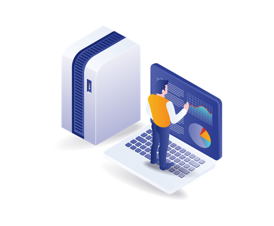 Datos de análisis del servidor empresarial  Ilustración