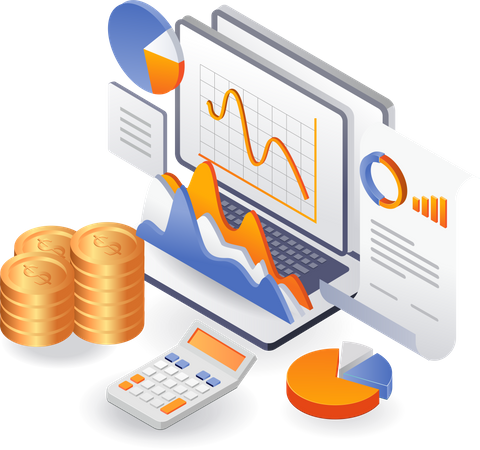 Datos de análisis financiero sobre inversión.  Ilustración