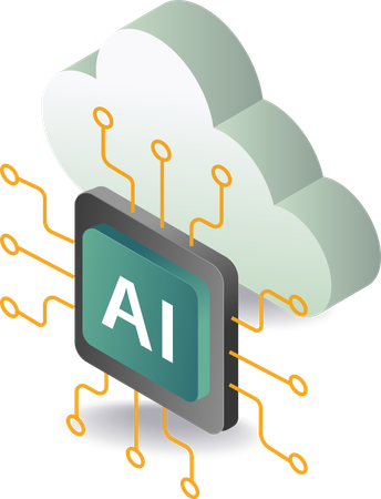 Datos de inteligencia artificial con servidor en la nube  Ilustración