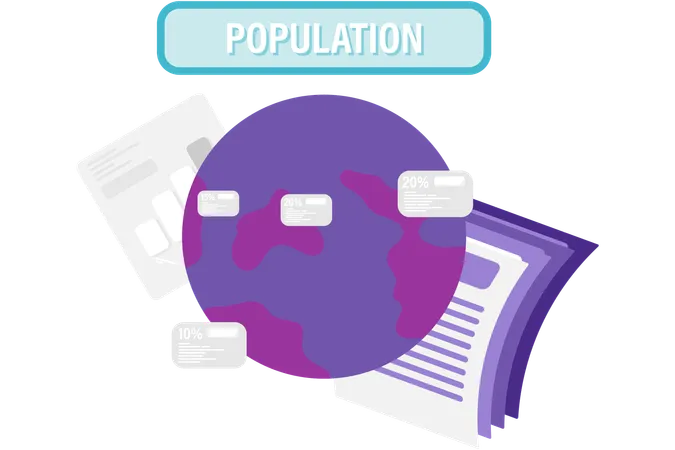 Datos de población mundial  Ilustración