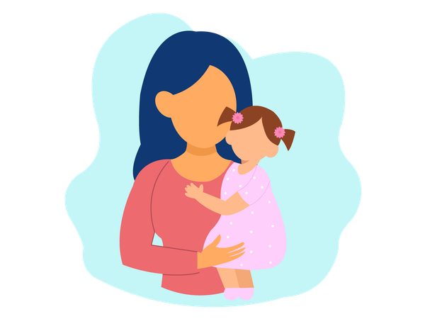 Daughter and mom celebrate mother's day  Illustration