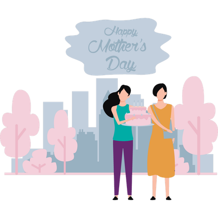 Daughter and mother celebrating mother's day  Illustration