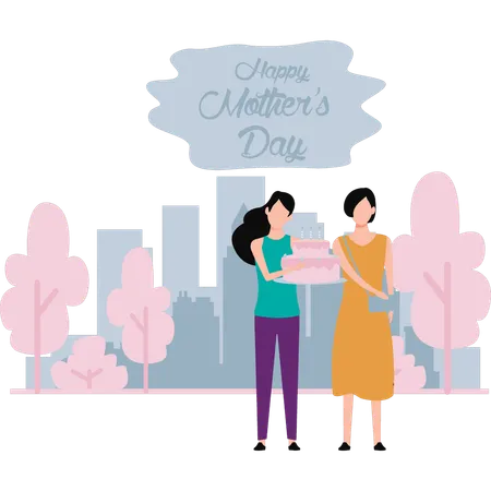 Daughter and mother celebrating mother's day  Illustration