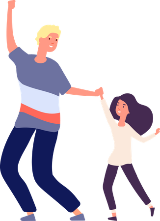 Daughter dancing with father Illustration