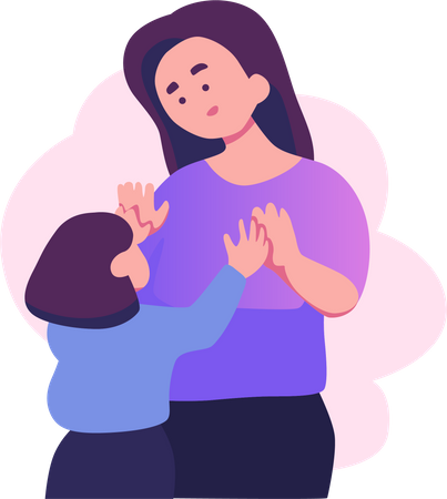 Daughter giving high five to mother Illustration