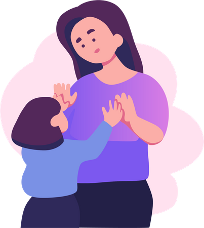 Daughter giving high five to mother  Illustration