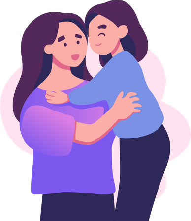 Daughter hugging with mother  Illustration