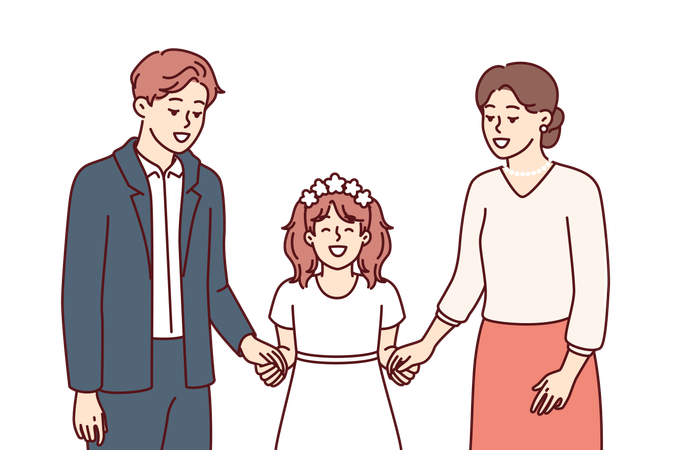 Daughter is attending her parents wedding  Illustration