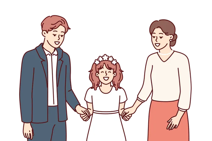 Daughter is attending her parents wedding  Illustration