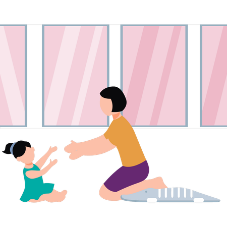 Daughter is having fun with her mother  Illustration