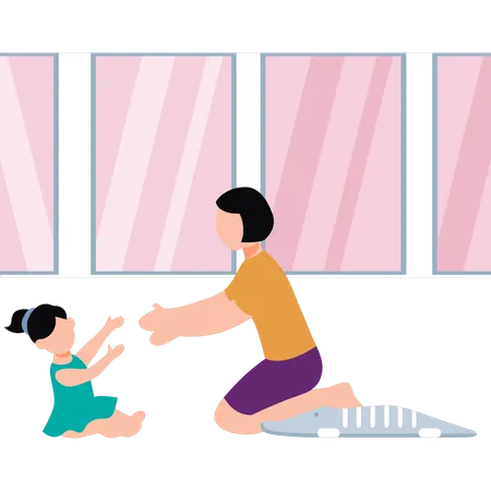 A Daughter Is Having Fun With Her Mother Illustration