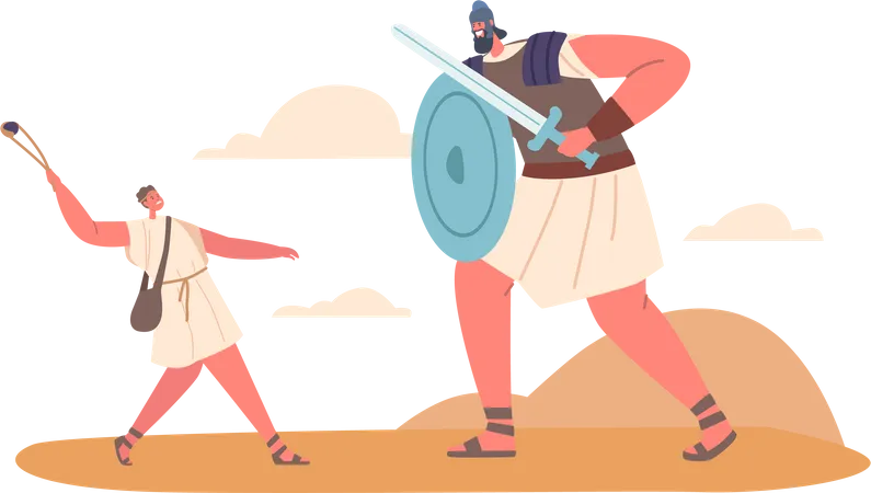 David And Goliath who Described In Book Of Samuel As A Philistine Giant Defeated By David  Illustration